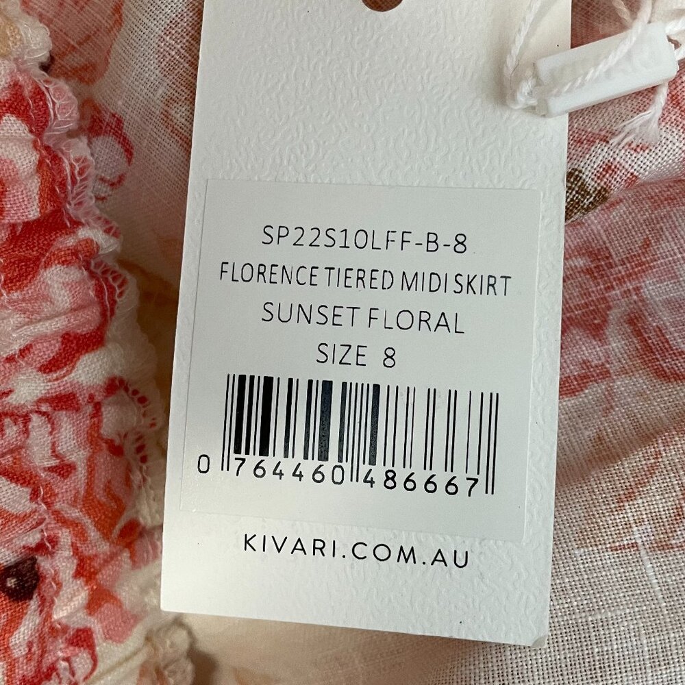 Kivari Florence Tiered Midi Skirt in Sunset Floral - Picture 6 of 8